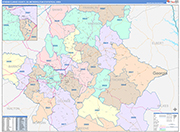 Athens-Clarke County Metro Area Wall Map Color Cast Style